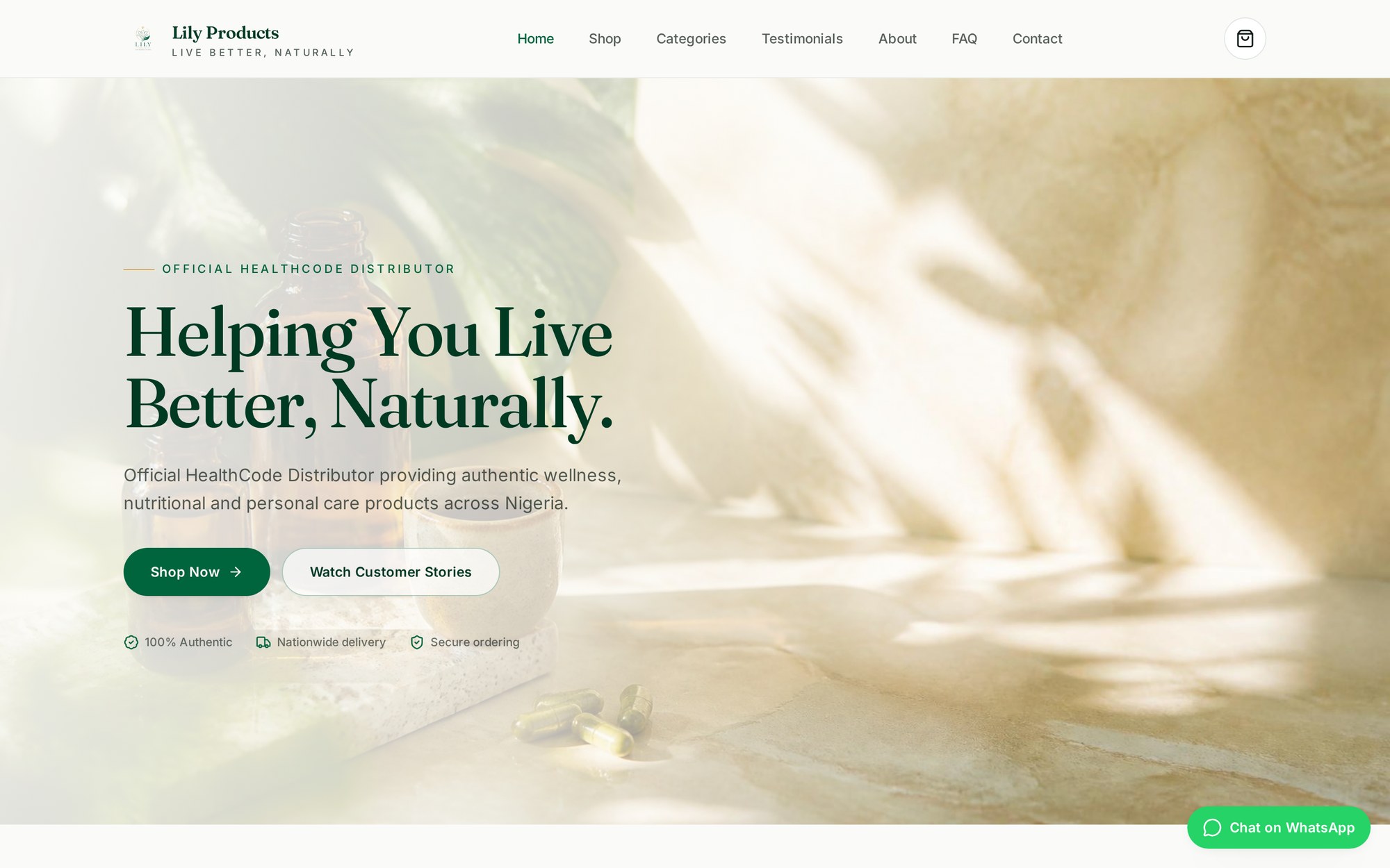 Lily Products website — desktop view
