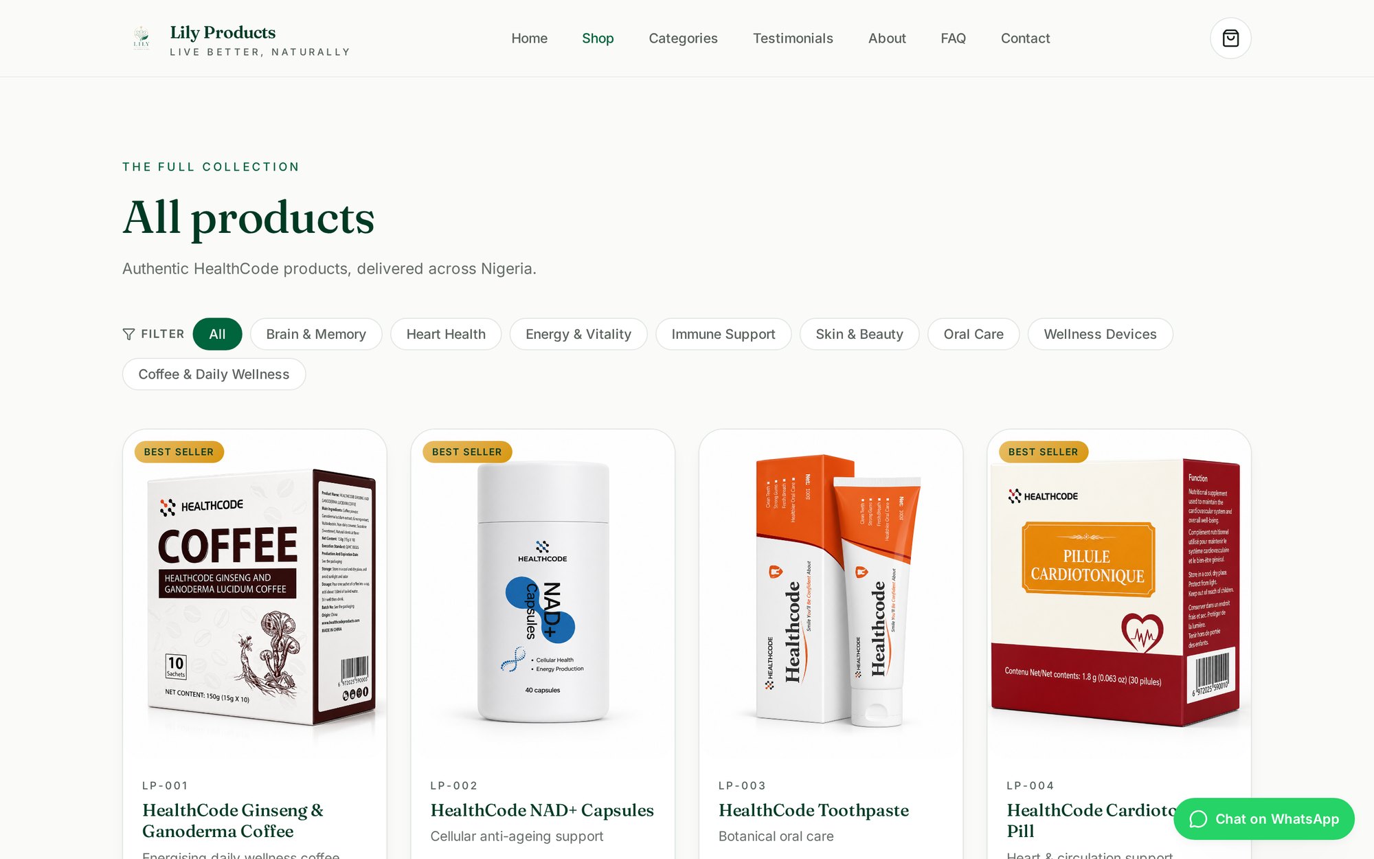 Shop / product listings